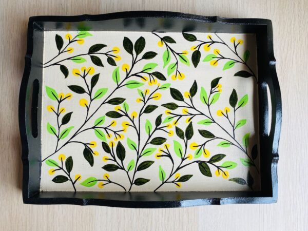 Hand Painted Serving Tray - Leaf pattern