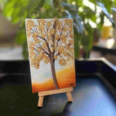 Mini Canvas Painting - Gold Leaf Tree