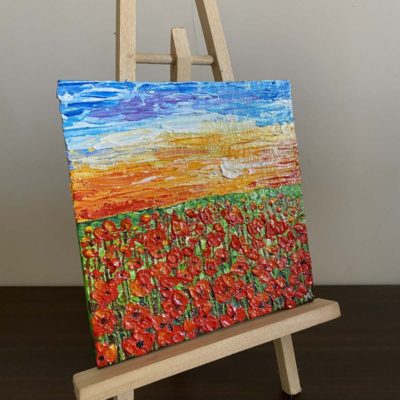 Mini Canvas Painting - Textured Red Flower Blossoms