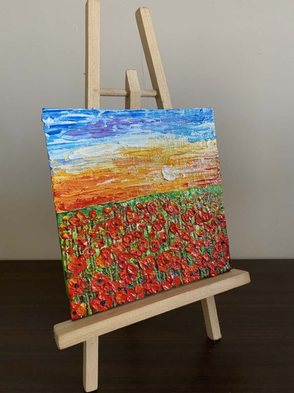 Mini Canvas Painting - Textured Red Flower Blossoms