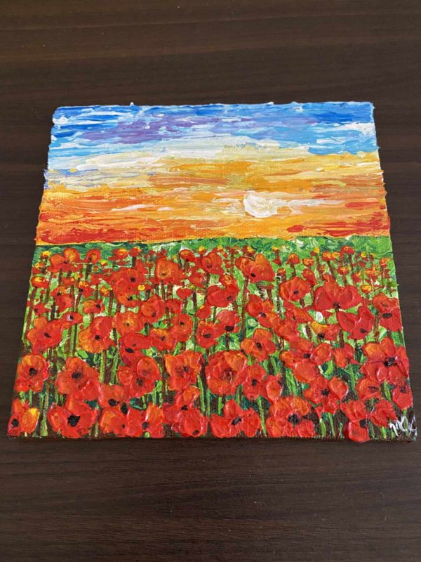Mini Canvas Painting - Textured Red Flower Blossoms