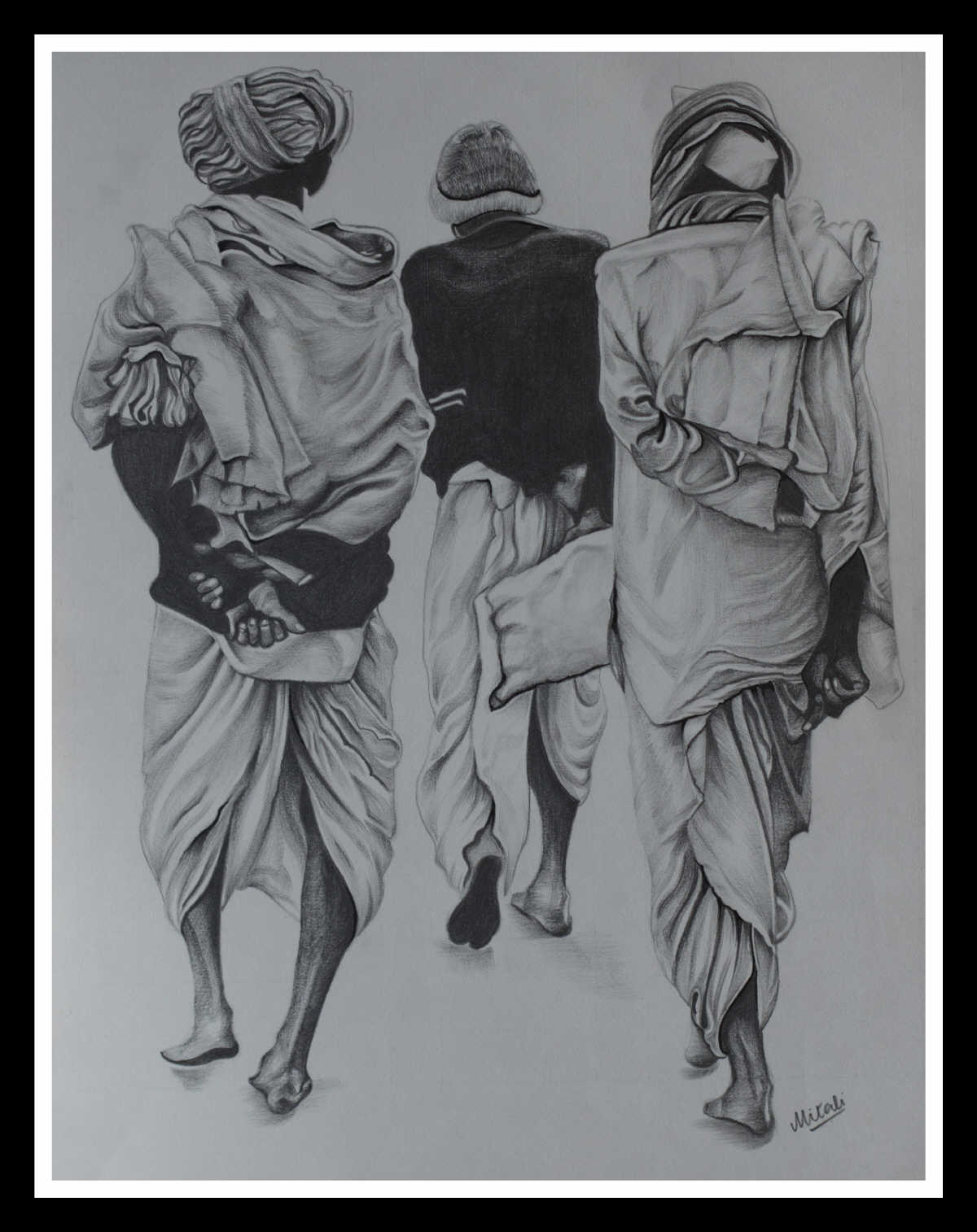 Pencil Sketch - The Village Men | imagicArt