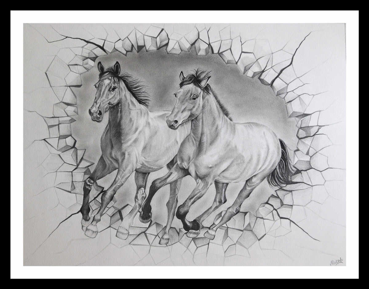 Pencil Sketch - Horses | imagicArt