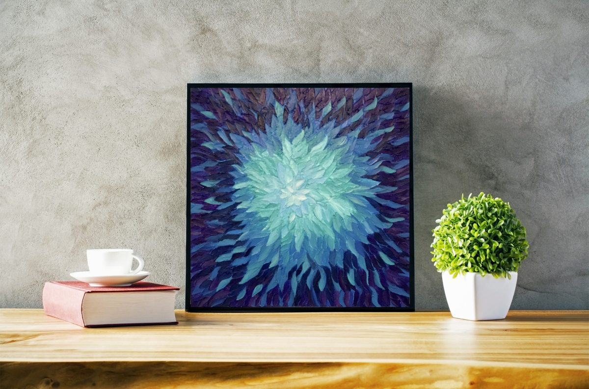 Textured Acrylic Painting on Canvas Flower Bloom imagicArt