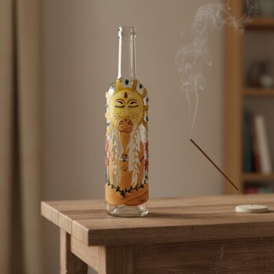 Hand painted recycled Bottle Vase with Chakras